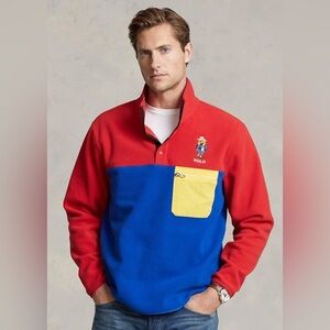 Polo Ralph Lauren Bear Brushed Fleece Pullover Multicolor NWT